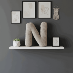 Litera, N Harfi, Yastık, Kırlent, Elyaf Dolgulu, Welsoft Kumaş, 40 Cm