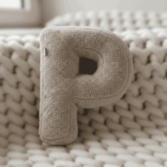 Litera, P Harfi, Yastık, Kırlent, Elyaf Dolgulu, Welsoft Kumaş, 40 Cm