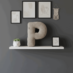 Litera, P Harfi, Yastık, Kırlent, Elyaf Dolgulu, Welsoft Kumaş, 40 Cm