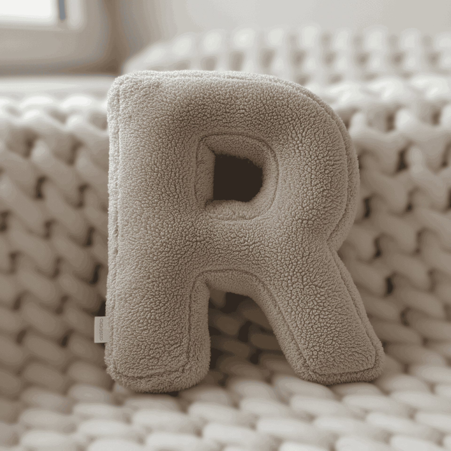 Litera, R Harfi, Yastık, Kırlent, Elyaf Dolgulu, Welsoft Kumaş, 40 Cm