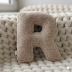 Litera, R Harfi, Yastık, Kırlent, Elyaf Dolgulu, Welsoft Kumaş, 40 Cm