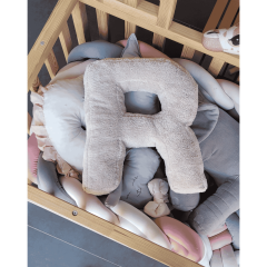 Litera, R Harfi, Yastık, Kırlent, Elyaf Dolgulu, Welsoft Kumaş, 40 Cm