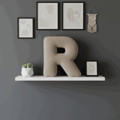 Litera, R Harfi, Yastık, Kırlent, Elyaf Dolgulu, Welsoft Kumaş, 40 Cm