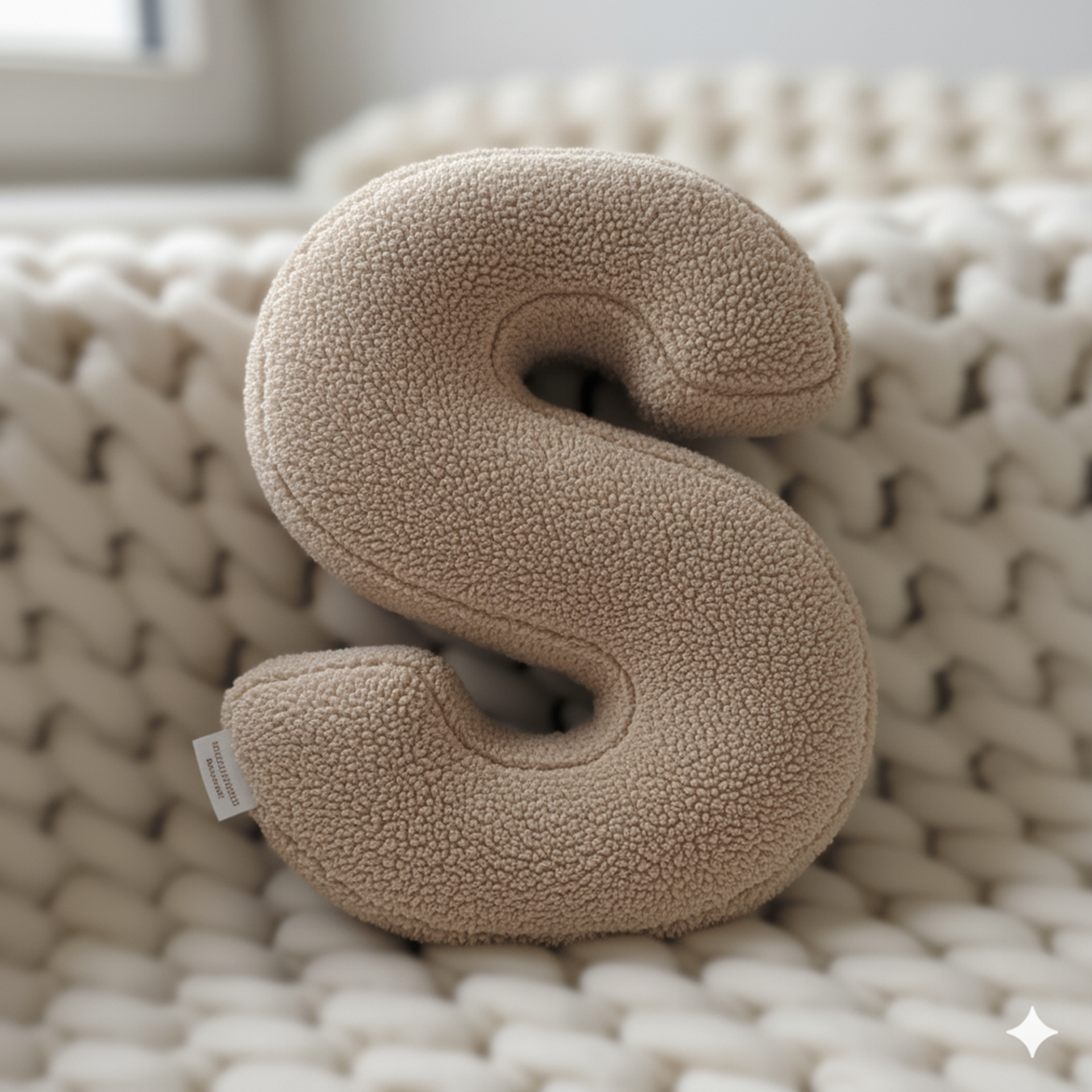 Litera, S Harfi, Yastık, Kırlent, Elyaf Dolgulu, Welsoft Kumaş, 40 Cm