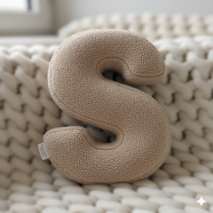 Litera, S Harfi, Yastık, Kırlent, Elyaf Dolgulu, Welsoft Kumaş, 40 Cm