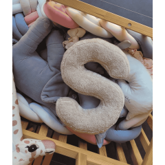 Litera, S Harfi, Yastık, Kırlent, Elyaf Dolgulu, Welsoft Kumaş, 40 Cm