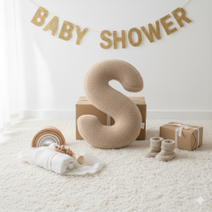 Litera, S Harfi, Yastık, Kırlent, Elyaf Dolgulu, Welsoft Kumaş, 40 Cm