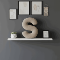 Litera, S Harfi, Yastık, Kırlent, Elyaf Dolgulu, Welsoft Kumaş, 40 Cm