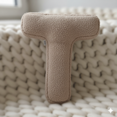 Litera, T Harfi, Yastık, Kırlent, Elyaf Dolgulu, Welsoft Kumaş, 40 Cm