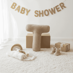 Litera, T Harfi, Yastık, Kırlent, Elyaf Dolgulu, Welsoft Kumaş, 40 Cm