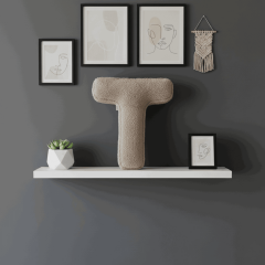 Litera, T Harfi, Yastık, Kırlent, Elyaf Dolgulu, Welsoft Kumaş, 40 Cm