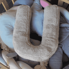 Litera, U Harfi, Yastık, Kırlent, Elyaf Dolgulu, Welsoft Kumaş, 40 Cm