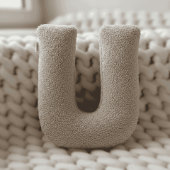 Litera, U Harfi, Yastık, Kırlent, Elyaf Dolgulu, Welsoft Kumaş, 40 Cm