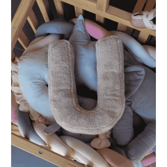 Litera, U Harfi, Yastık, Kırlent, Elyaf Dolgulu, Welsoft Kumaş, 40 Cm
