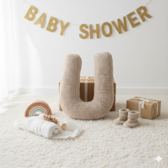 Litera, U Harfi, Yastık, Kırlent, Elyaf Dolgulu, Welsoft Kumaş, 40 Cm