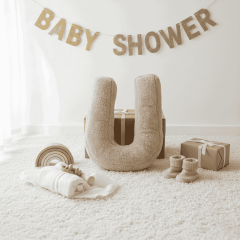 Litera, U Harfi, Yastık, Kırlent, Elyaf Dolgulu, Welsoft Kumaş, 40 Cm