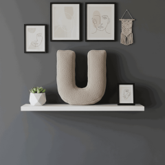 Litera, U Harfi, Yastık, Kırlent, Elyaf Dolgulu, Welsoft Kumaş, 40 Cm