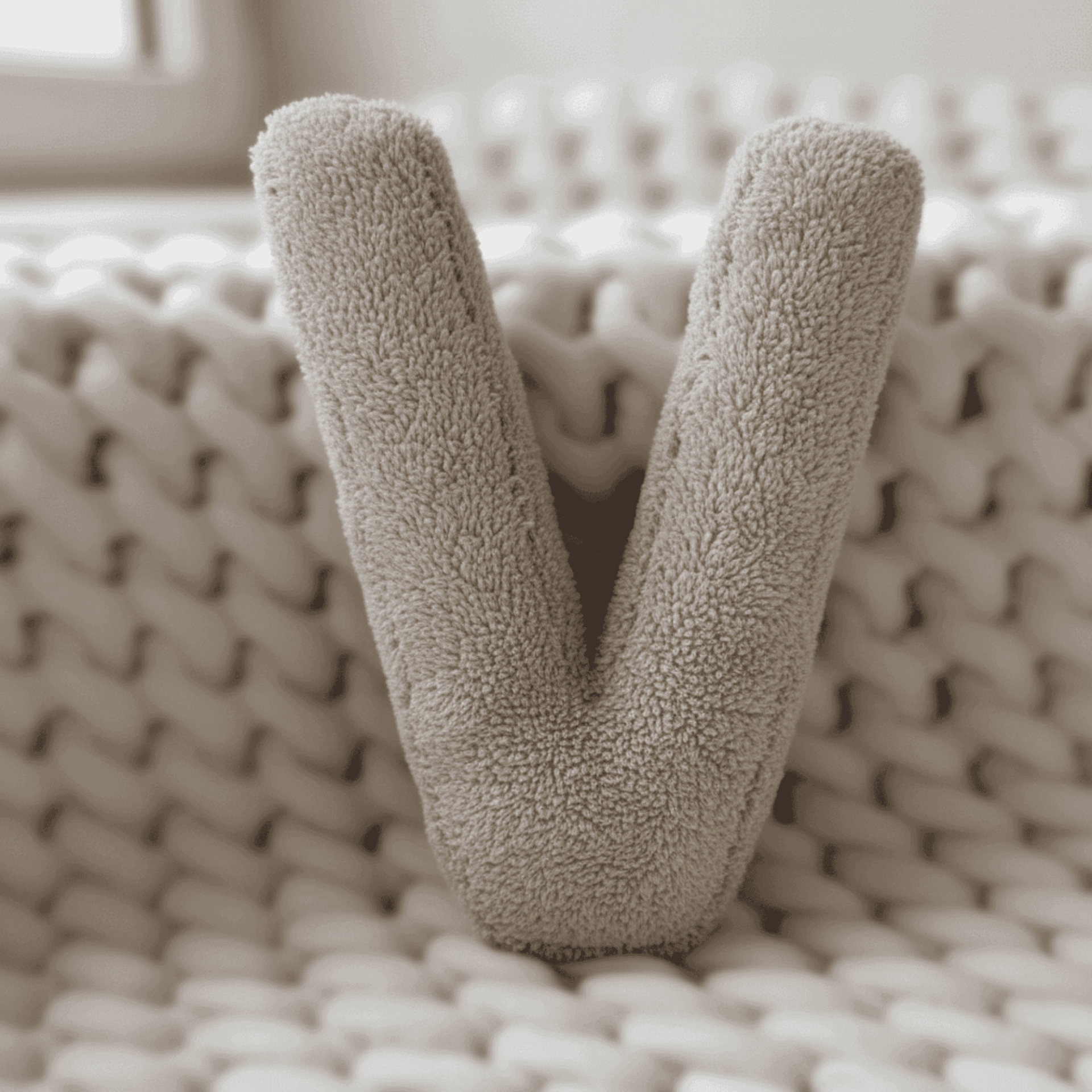 Litera, V Harfi, Yastık, Kırlent, Elyaf Dolgulu, Welsoft Kumaş, 40 Cm