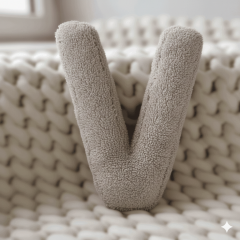 Litera, V Harfi, Yastık, Kırlent, Elyaf Dolgulu, Welsoft Kumaş, 40 Cm