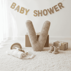 Litera, V Harfi, Yastık, Kırlent, Elyaf Dolgulu, Welsoft Kumaş, 40 Cm