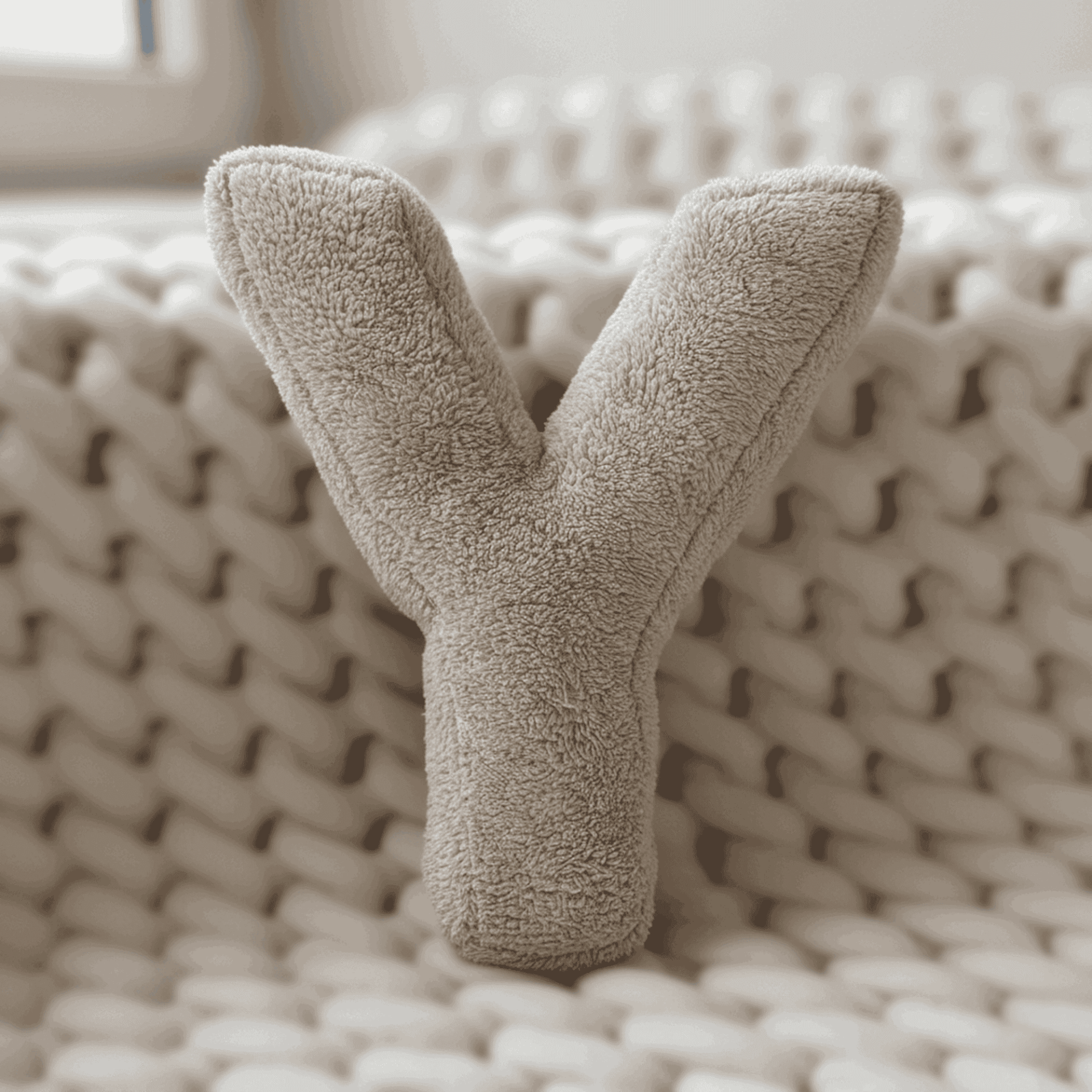 Litera, Y Harfi, Yastık, Kırlent, Elyaf Dolgulu, Welsoft Kumaş, 40 Cm