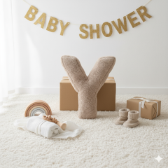 Litera, Y Harfi, Yastık, Kırlent, Elyaf Dolgulu, Welsoft Kumaş, 40 Cm