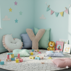 Litera, Y Harfi, Yastık, Kırlent, Elyaf Dolgulu, Welsoft Kumaş, 40 Cm