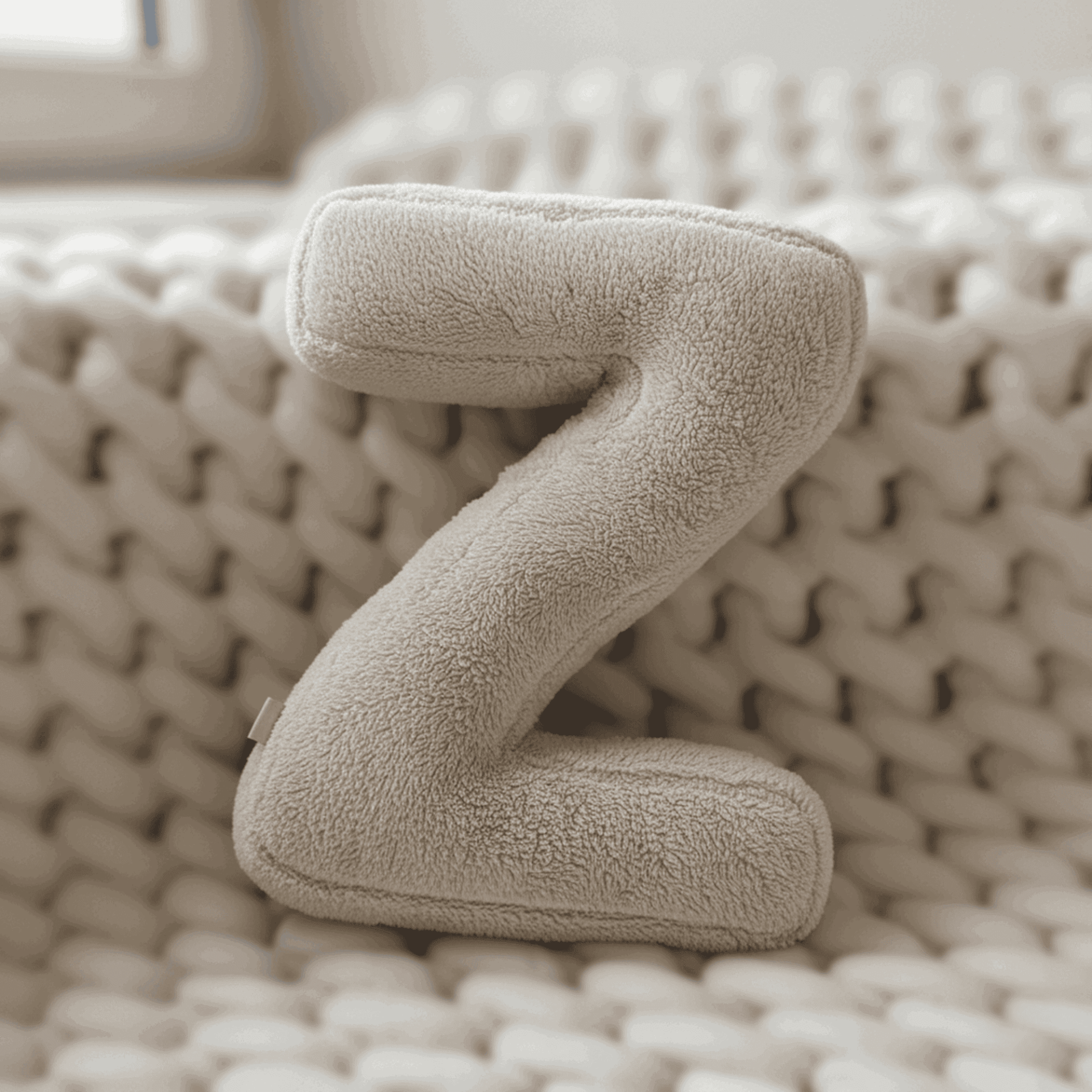 Litera, Z Harfi, Yastık, Kırlent, Elyaf Dolgulu, Welsoft Kumaş, 40 Cm