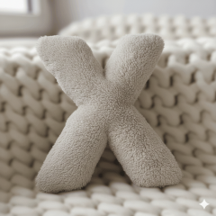 Litera, X Harfi, Yastık, Kırlent, Elyaf Dolgulu, Welsoft Kumaş, 40 Cm