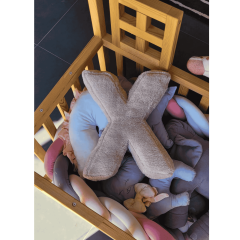 Litera, X Harfi, Yastık, Kırlent, Elyaf Dolgulu, Welsoft Kumaş, 40 Cm