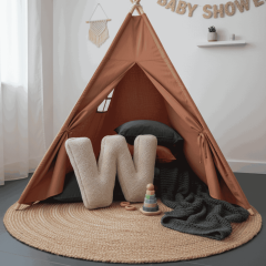 Litera, W Harfi, Yastık, Kırlent, Elyaf Dolgulu, Welsoft Kumaş, 40 Cm