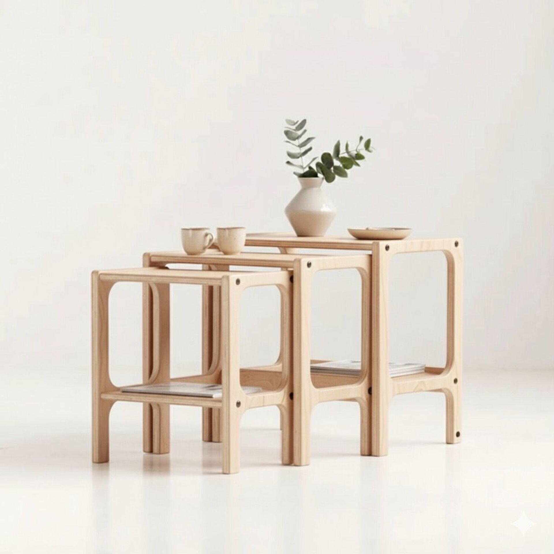 Line, Ahşap Zigon Sehpa, 50x50, Natural Renk, CPT4791-50