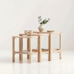 Line, Ahşap Zigon Sehpa, 50x50, Natural Renk, CPT4791-50