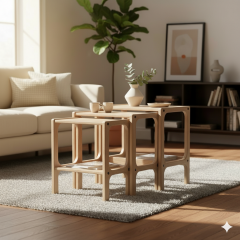 Line, Ahşap Zigon Sehpa, 50x50, Natural Renk, CPT4791-50