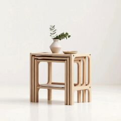 Line, Ahşap Zigon Sehpa, 50x50, Natural Renk, CPT4791-50