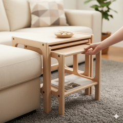 Line, Ahşap Zigon Sehpa, 50x50, Natural Renk, CPT4791-50