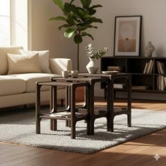 Line, Ahşap Zigon Sehpa, 50x50, Ceviz Renk, CPT4792-50