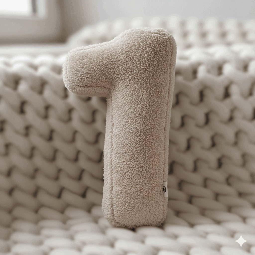 Morbido 1 Rakamı, Yastık, Kırlent, Elyaf Dolgulu, Welsoft , 40 Cm