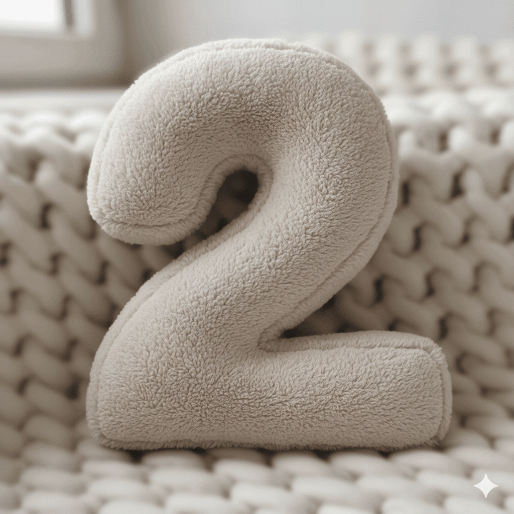 Morbido 2 Rakamı, Yastık, Kırlent, Elyaf Dolgulu, Welsoft , 40 Cm