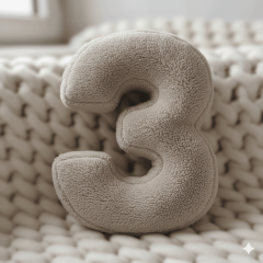 Morbido 3 Rakamı, Yastık, Kırlent, Elyaf Dolgulu, Welsoft , 40 Cm