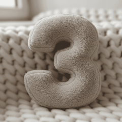 Morbido 3 Rakamı, Yastık, Kırlent, Elyaf Dolgulu, Welsoft , 40 Cm