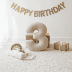 Morbido 3 Rakamı, Yastık, Kırlent, Elyaf Dolgulu, Welsoft , 40 Cm