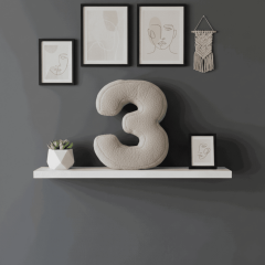 Morbido 3 Rakamı, Yastık, Kırlent, Elyaf Dolgulu, Welsoft , 40 Cm