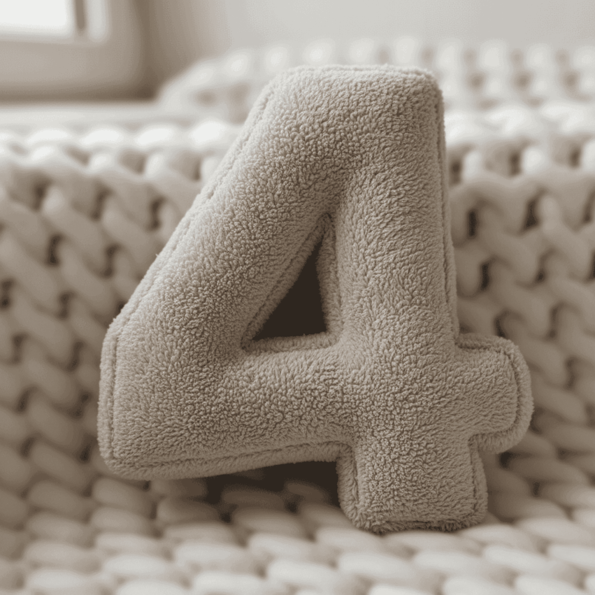 Morbido 4 Rakamı, Yastık, Kırlent, Elyaf Dolgulu, Welsoft , 40 Cm