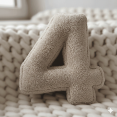 Morbido 4 Rakamı, Yastık, Kırlent, Elyaf Dolgulu, Welsoft , 40 Cm