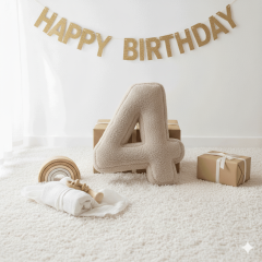 Morbido 4 Rakamı, Yastık, Kırlent, Elyaf Dolgulu, Welsoft , 40 Cm