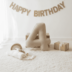 Morbido 4 Rakamı, Yastık, Kırlent, Elyaf Dolgulu, Welsoft , 40 Cm