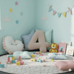 Morbido 4 Rakamı, Yastık, Kırlent, Elyaf Dolgulu, Welsoft , 40 Cm