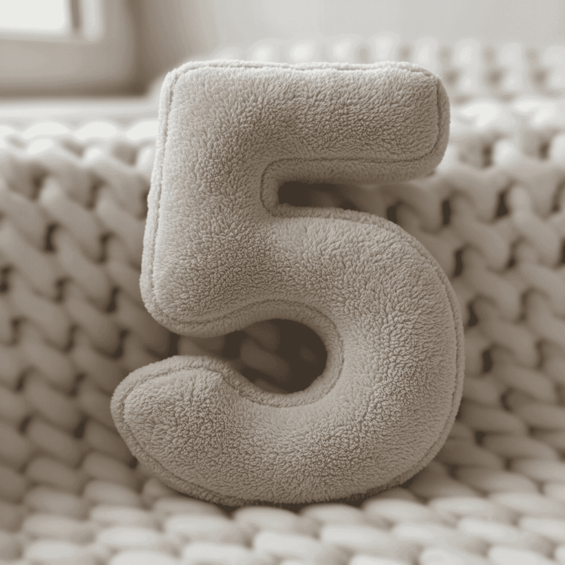 Morbido 5 Rakamı, Yastık, Kırlent, Elyaf Dolgulu, Welsoft , 40 Cm