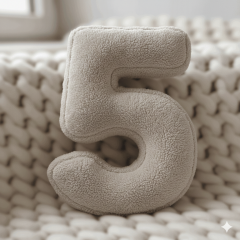 Morbido 5 Rakamı, Yastık, Kırlent, Elyaf Dolgulu, Welsoft , 40 Cm